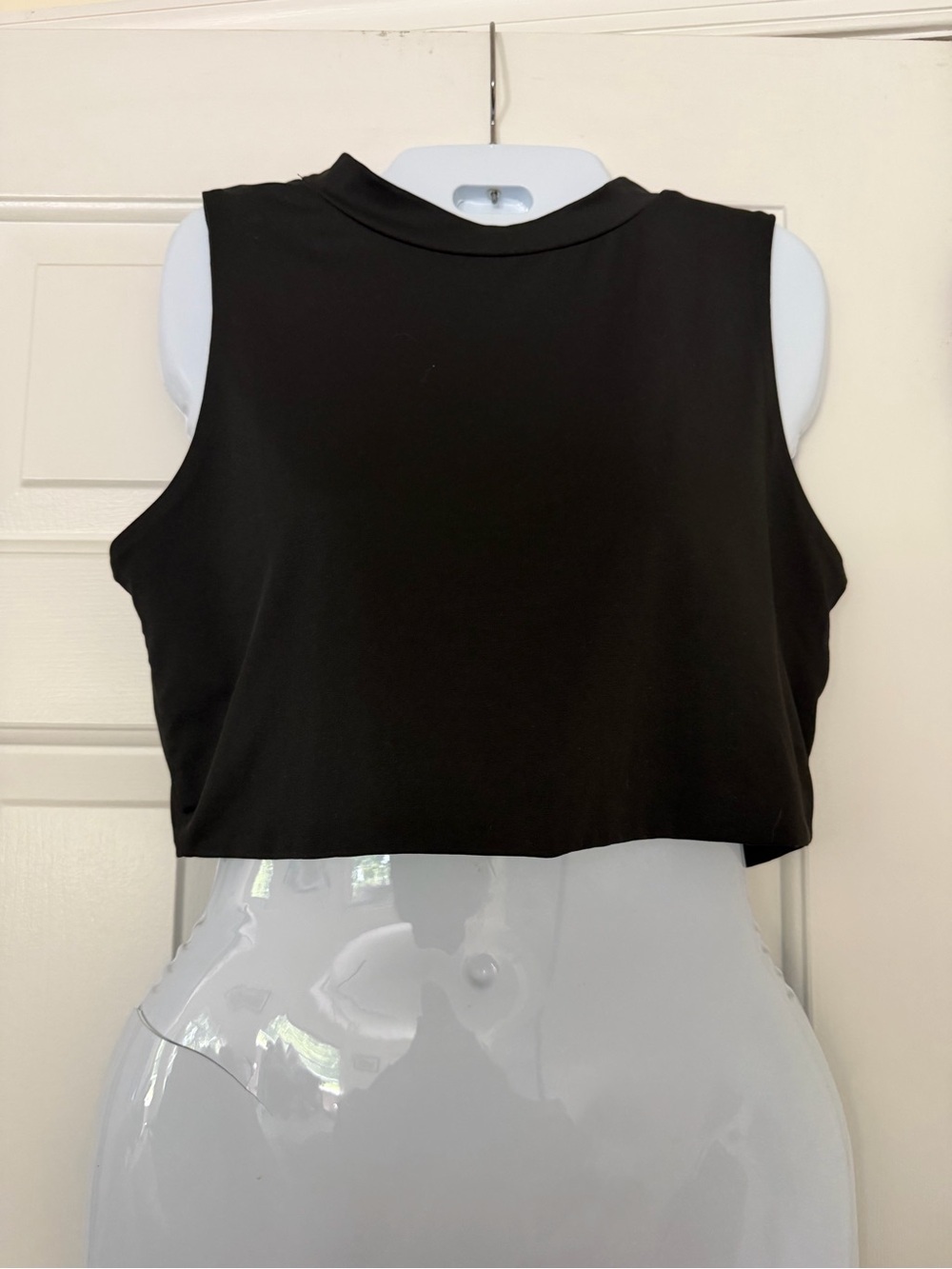 🩷 3/$18 ZAFUL Black Scuba Crop Tank Top Mock Neck Stretch NWOT Size L